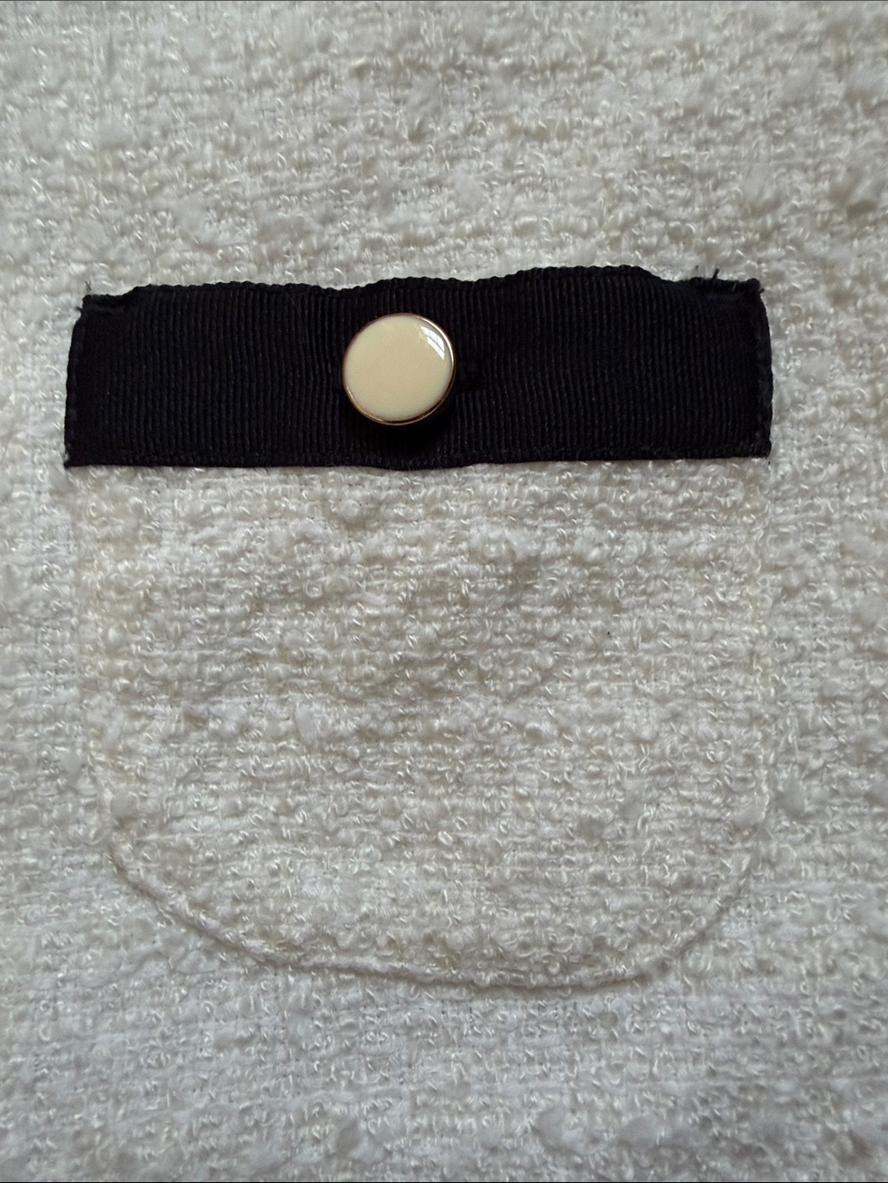 Janie and Jack Cream Bouclé Dress with Black Trim and Gold Buttons - Picture 4 of 4